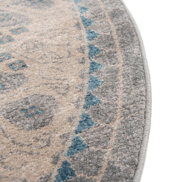 Gray 6' 1 x 6' 1 Salzburg Round Area Rug Stain Resistant Easy Clean Traditional Classic Design Durable Carpet for Affordable Interior Home Decorating for Sale at Rug Engine