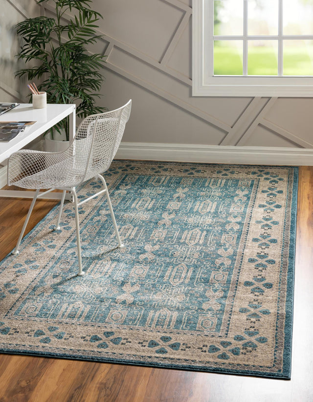 Light Blue 2' x 3' 1 Salzburg Rectangle Area Rug Stain Resistant Easy Clean Traditional Classic Design Durable Carpet for Affordable Interior Home Decorating for Sale at Rug Engine