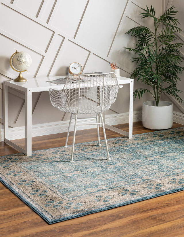 Light Blue 2' x 3' 1 Salzburg Rectangle Area Rug Stain Resistant Easy Clean Traditional Classic Design Durable Carpet for Affordable Interior Home Decorating for Sale at Rug Engine