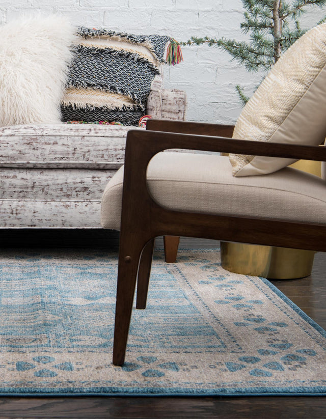 Light Blue 2' x 3' 1 Salzburg Rectangle Area Rug Stain Resistant Easy Clean Traditional Classic Design Durable Carpet for Affordable Interior Home Decorating for Sale at Rug Engine