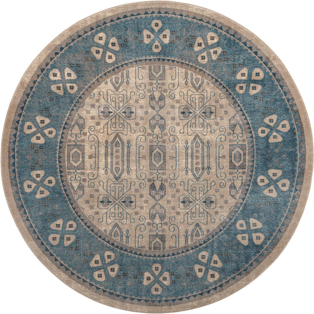 Beige 8' x 8' Salzburg Round Area Rug