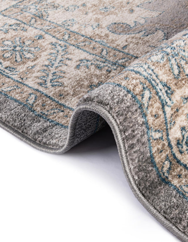Gray 5' 1 x 5' 1 Salzburg Round Area Rug Stain Resistant Easy Clean Traditional Classic Design Durable Carpet for Affordable Interior Home Decorating for Sale at Rug Engine