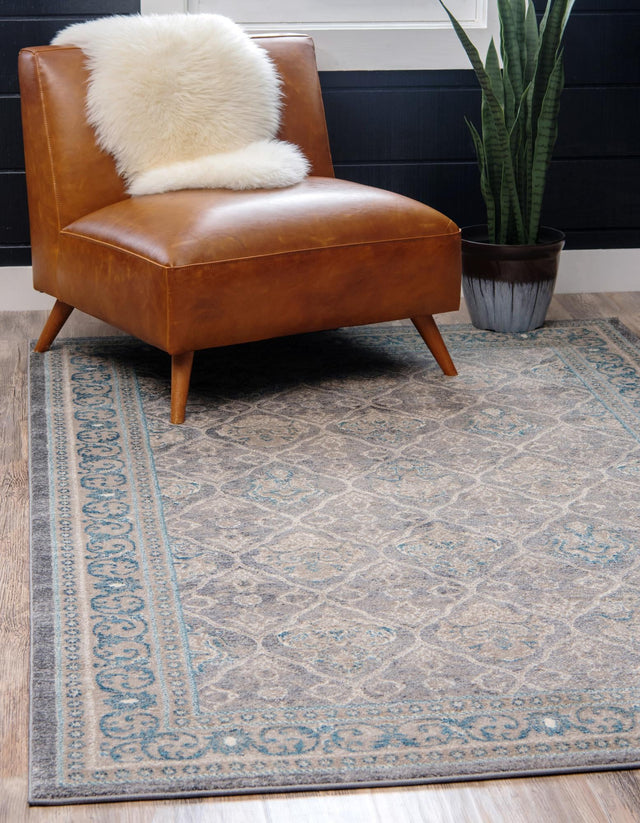 Gray 5' 1 x 8' Salzburg Rectangle Area Rug Stain Resistant Easy Clean Traditional Classic Design Durable Carpet for Affordable Interior Home Decorating for Sale at Rug Engine