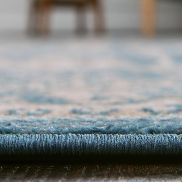 Light Blue 7' 3 x 7' 3 Salzburg Round Area Rug Stain Resistant Easy Clean Traditional Classic Design Durable Carpet for Affordable Interior Home Decorating for Sale at Rug Engine