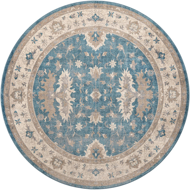 Light Blue 8' x 8' Salzburg Round Area Rug