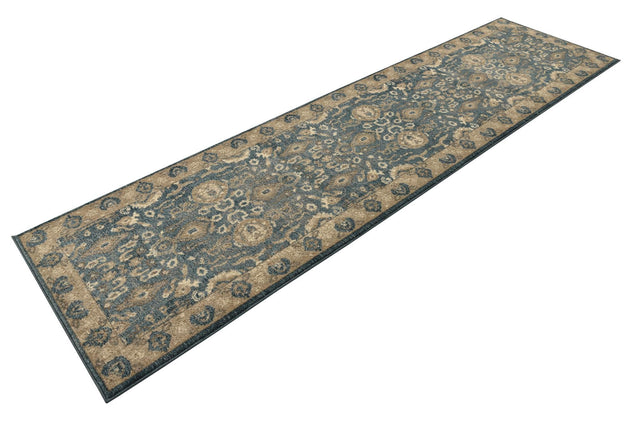 Light Blue 2' 7 x 10' Salzburg Runner Area Rug Stain Resistant Easy Clean Traditional Classic Design Durable Carpet for Affordable Interior Home Decorating for Sale at Rug Engine