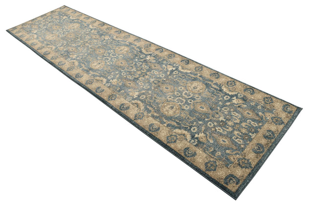Light Blue 2' 7 x 10' Salzburg Runner Area Rug Stain Resistant Easy Clean Traditional Classic Design Durable Carpet for Affordable Interior Home Decorating for Sale at Rug Engine