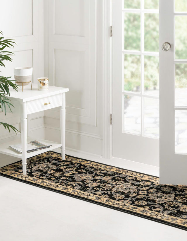 Black 2' 7 x 10' Sialk Hill Runner Area Rug 100% Polypropylene Durable Easy Clean Classic Traditional Design Carpet for Interior Design for Sale at Rug Engine
