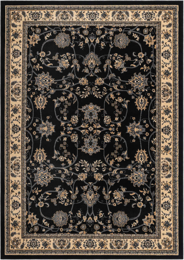 Black 7' 1 x 10' Sialk Hill Rectangle Area Rug 100% Polypropylene Durable Easy Clean Classic Traditional Design Carpet for Interior Design for Sale at Rug Engine