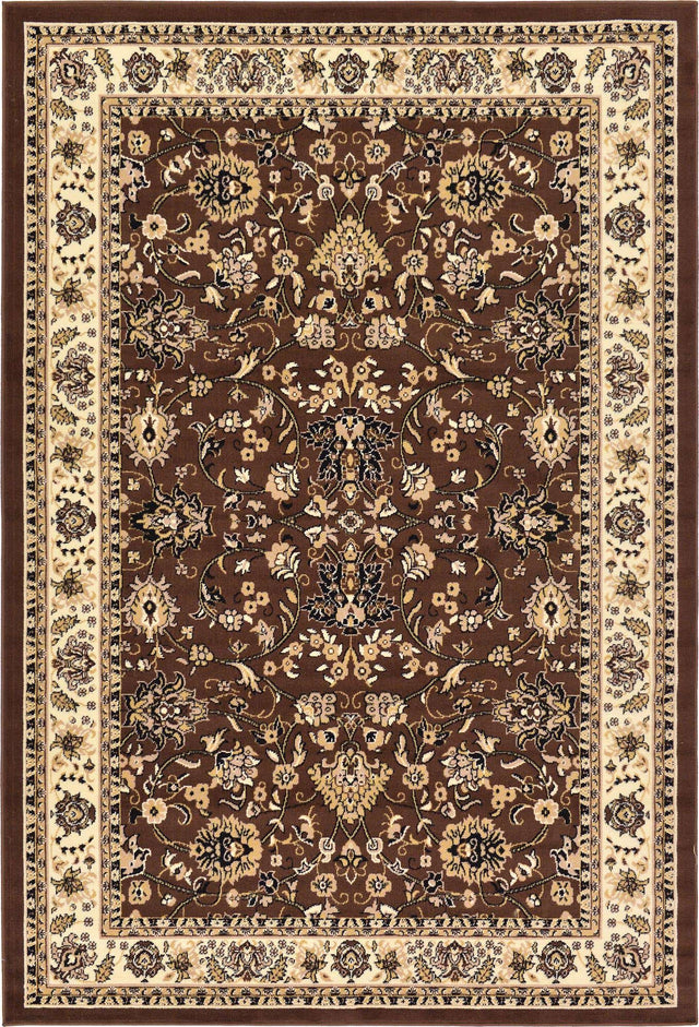 Brown 6' 1 x 9' Sialk Hill Rectangle Area Rug 100% Polypropylene Durable Easy Clean Classic Traditional Design Carpet for Interior Design for Sale at Rug Engine