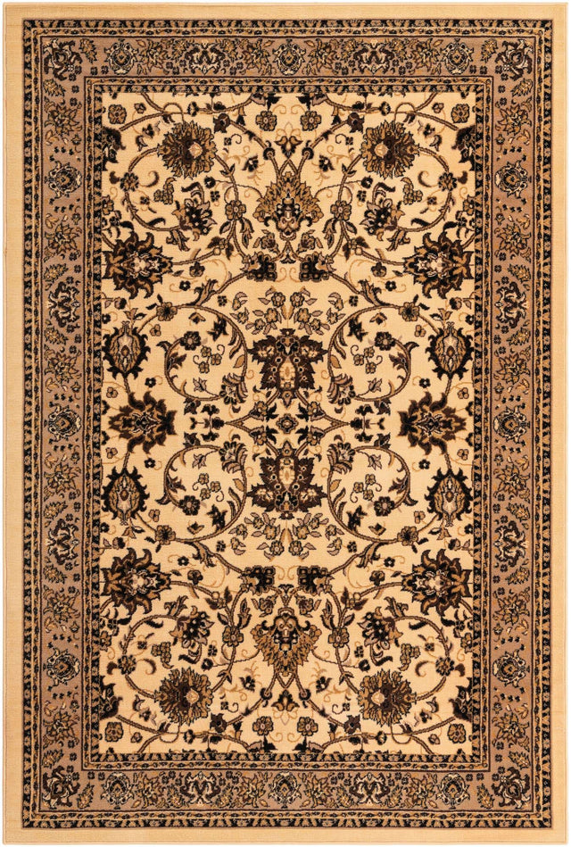 Ivory 6' 1 x 9' Sialk Hill Rectangle Area Rug 100% Polypropylene Durable Easy Clean Classic Traditional Design Carpet for Interior Design for Sale at Rug Engine