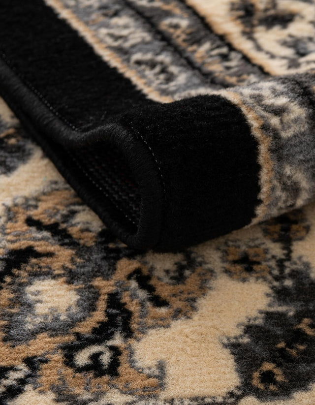 Black 7' 10 x 7' 10 Sialk Hill Square Area Rug 100% Polypropylene Durable Easy Clean Classic Traditional Design Carpet for Interior Design for Sale at Rug Engine