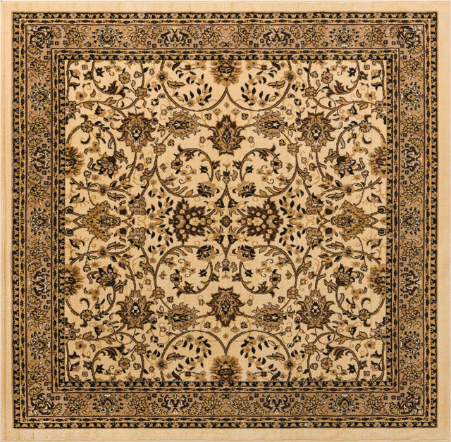 Ivory 7' 10 x 7' 10 Sialk Hill Square Area Rug 100% Polypropylene Durable Easy Clean Classic Traditional Design Carpet for Interior Design for Sale at Rug Engine