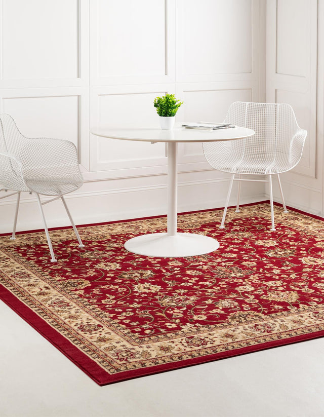 Burgundy 5' 3 x 5' 3 Sialk Hill Square Area Rug 100% Polypropylene Durable Easy Clean Classic Traditional Design Carpet for Interior Design for Sale at Rug Engine