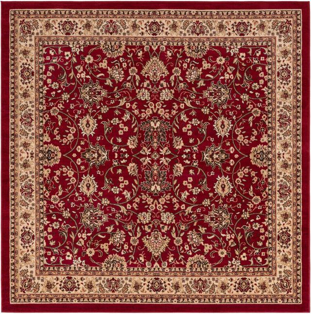 Burgundy 7' 10 x 7' 10 Sialk Hill Square Area Rug 100% Polypropylene Durable Easy Clean Classic Traditional Design Carpet for Interior Design for Sale at Rug Engine