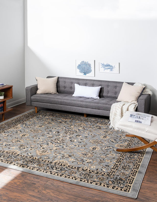 Gray 7' 10 x 7' 10 Sialk Hill Square Area Rug 100% Polypropylene Durable Easy Clean Classic Traditional Design Carpet for Interior Design for Sale at Rug Engine
