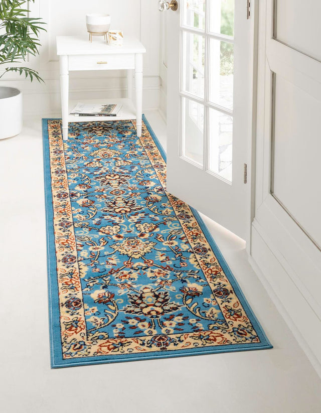 Light Blue 2' x 8' 2 Sialk Hill Runner Area Rug 100% Polypropylene Durable Easy Clean Classic Traditional Design Carpet for Interior Design for Sale at Rug Engine