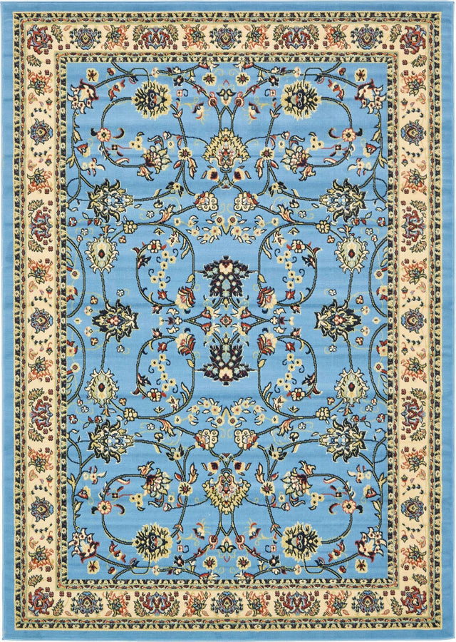 Light Blue 7' 1 x 10' Sialk Hill Rectangle Area Rug 100% Polypropylene Durable Easy Clean Classic Traditional Design Carpet for Interior Design for Sale at Rug Engine