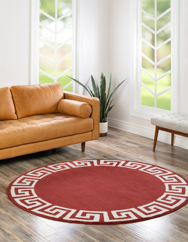 Terracotta 6' 1 x 6' 1 Athens Round Area Rug 100% Polypropylene With Cotton Backing Easy Clean Indoor Living Dining Room Bedroom Office Carpet for Sale at Rug Engine