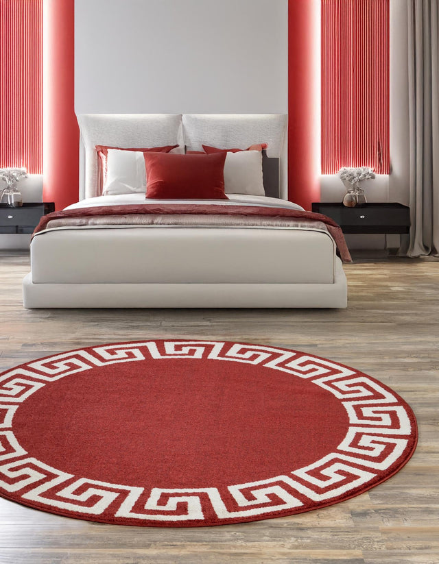 Terracotta 7' 10 x 7' 10 Athens Round Area Rug 100% Polypropylene With Cotton Backing Easy Clean Indoor Living Dining Room Bedroom Office Carpet for Sale at Rug Engine