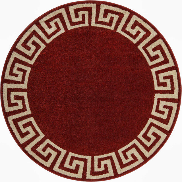 Terracotta 6' 1 x 6' 1 Athens Round Area Rug 100% Polypropylene With Cotton Backing Easy Clean Indoor Living Dining Room Bedroom Office Carpet for Sale at Rug Engine
