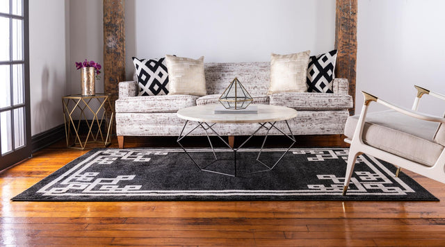 Black 3' 1 x 5' 3 Athens Rectangle Area Rug 100% Polypropylene With Cotton Backing Easy Clean Indoor Living Dining Room Bedroom Office Carpet for Sale at Rug Engine