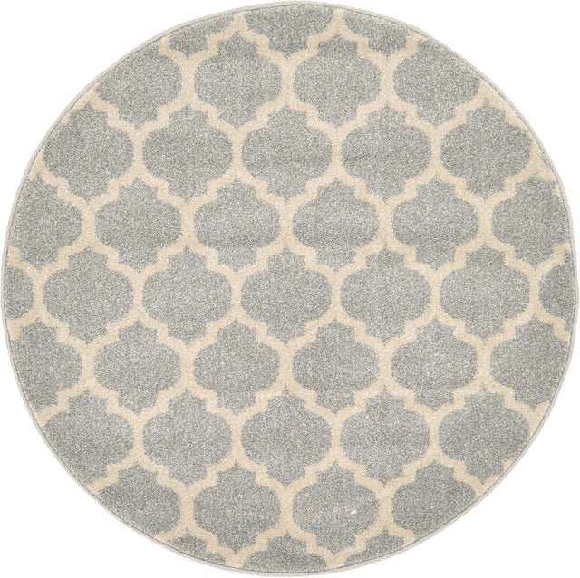 Light Gray 3' 1 x 3' 1 Trellis Round Area Rug