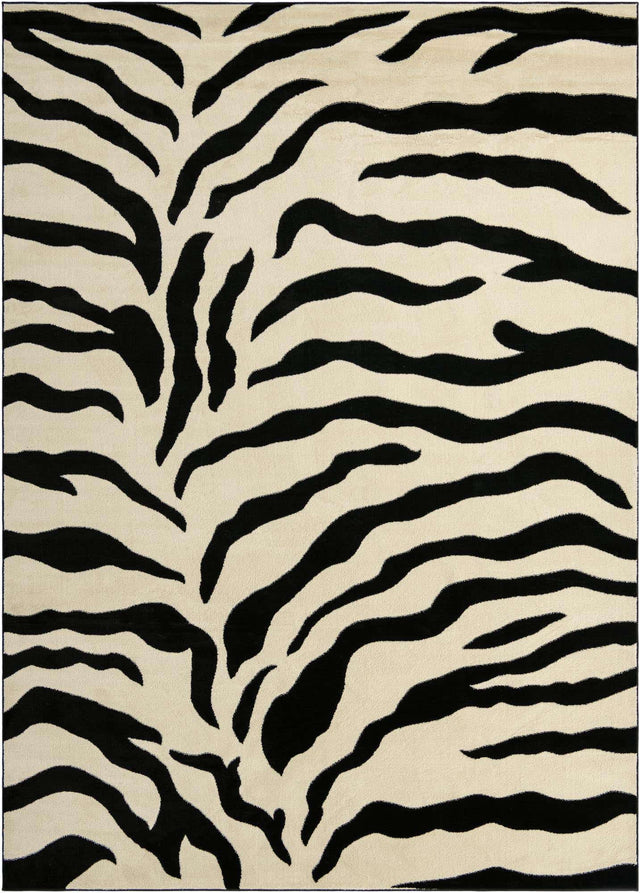 Ivory 9' x 12' Wildlife Rectangle Area Rug Animal Print Safari Jungle Inspired Carpet for Unique Modern Interior Design for Sale at Rug Engine