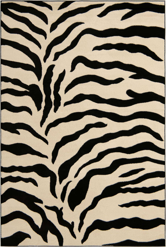 Ivory 7' 1 x 10' Wildlife Rectangle Area Rug Animal Print Safari Jungle Inspired Carpet for Unique Modern Interior Design for Sale at Rug Engine