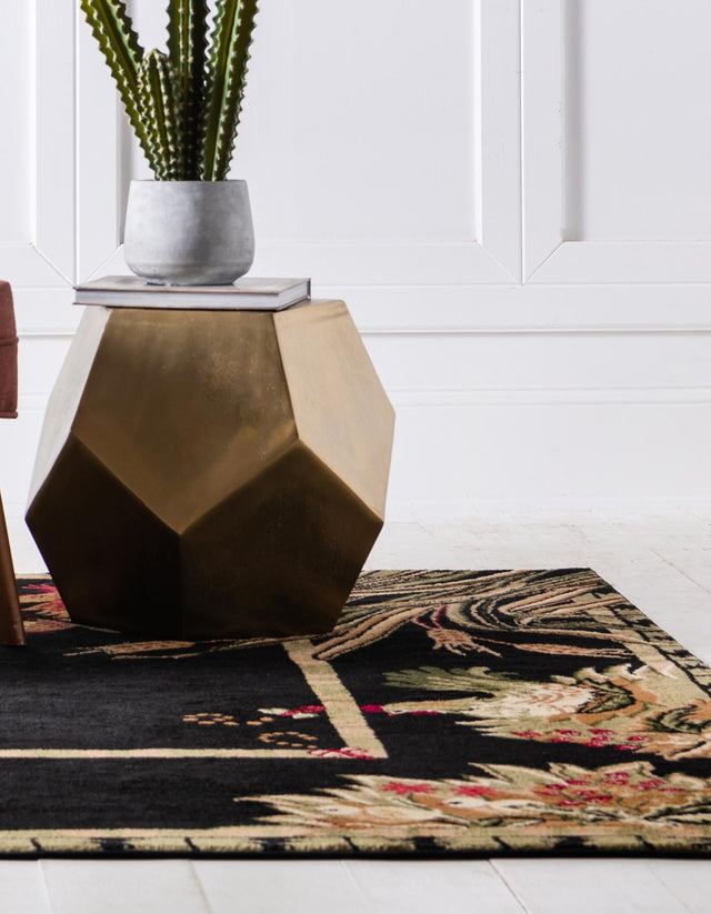 Black 3' 1 x 3' 1 Barnyard Square Area Rug 100% Polypropylene With Cotton Backing Traditional Cottage Rustic Classical Carpet for Living Office Bedroom Dining Room Easy to Clean Long Lasting & Durable Decor for Sale at Rug Engine