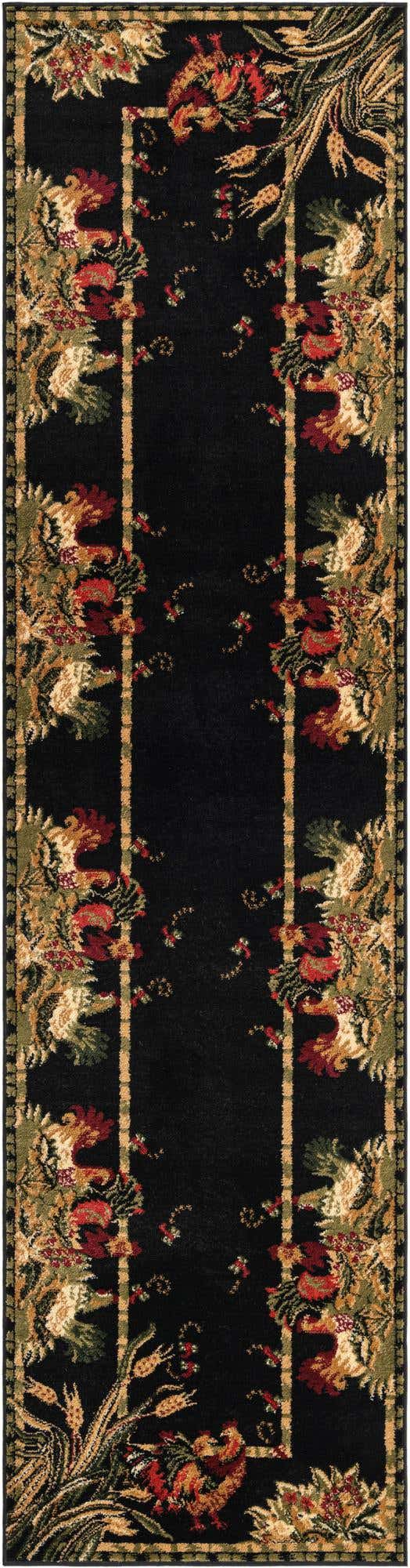 Black 2' 7 x 10' Barnyard Runner Area Rug 100% Polypropylene With Cotton Backing Traditional Cottage Rustic Classical Carpet for Living Office Bedroom Dining Room Easy to Clean Long Lasting & Durable Decor for Sale at Rug Engine