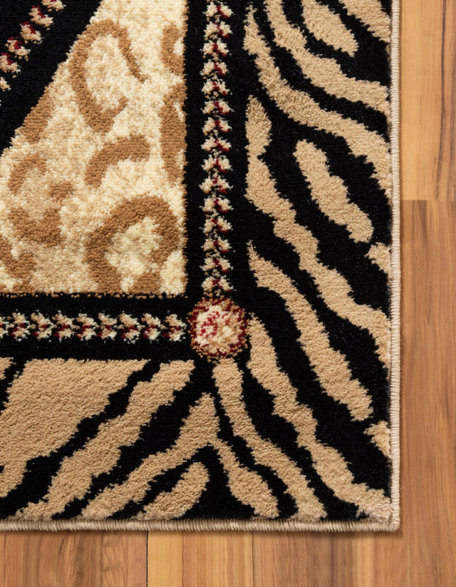 Light Brown 6' 1 x 6' 1 Wildlife Square Area Rug Animal Print Safari Jungle Inspired Carpet for Unique Modern Interior Design for Sale at Rug Engine