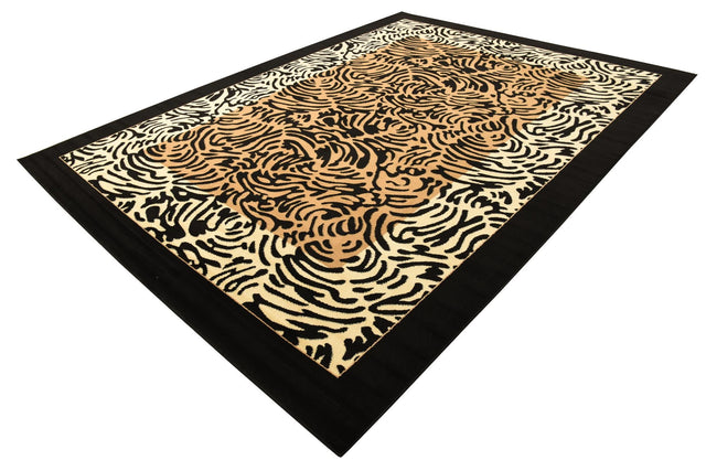 Light Brown 9' x 12' 2 Wildlife Rectangle Area Rug Animal Print Safari Jungle Inspired Carpet for Unique Modern Interior Design for Sale at Rug Engine