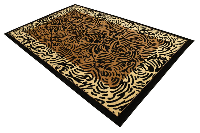Light Brown 6' 1 x 9' Wildlife Rectangle Area Rug Animal Print Safari Jungle Inspired Carpet for Unique Modern Interior Design for Sale at Rug Engine
