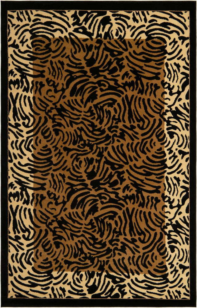 Light Brown 6' 1 x 9' Wildlife Rectangle Area Rug Animal Print Safari Jungle Inspired Carpet for Unique Modern Interior Design for Sale at Rug Engine