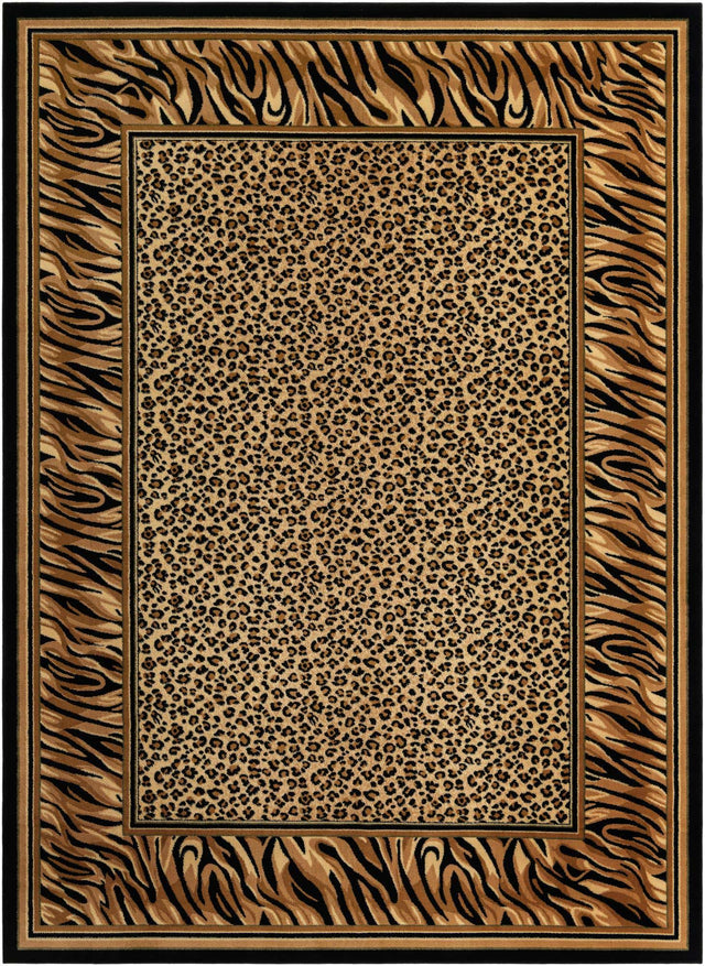 Light Brown 9' x 12' Wildlife Rectangle Area Rug Animal Print Safari Jungle Inspired Carpet for Unique Modern Interior Design for Sale at Rug Engine