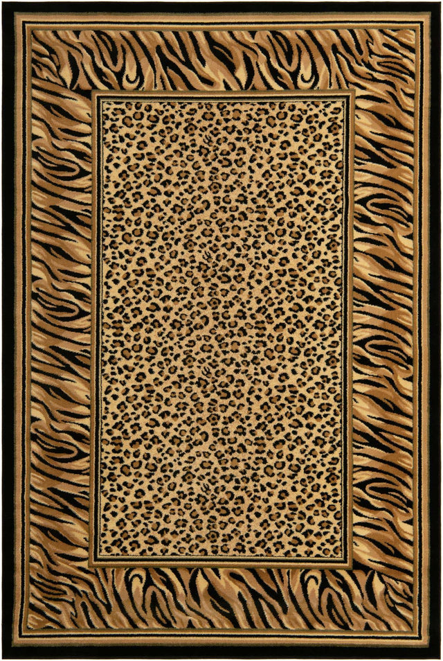 Light Brown 6' 1 x 9' Wildlife Rectangle Area Rug Animal Print Safari Jungle Inspired Carpet for Unique Modern Interior Design for Sale at Rug Engine