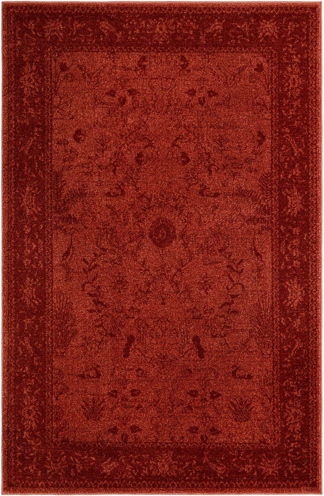 Rust Red 4' 1 x 6' 1 La Jolla Rectangle Area Rug 100% Polypropylene Traditional Pattern Easy Clean Carpet for Living, Dining, Bedroom, Office for Sale at Rug Engine
