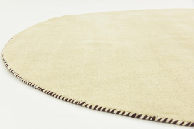 Beige 6' 7 x 6' 7 Solid Gava Round Area Rug 100% High Quality All Natural Wool Minimalist Carpet for Modern Home Interior Design for Sale at Rug Engine