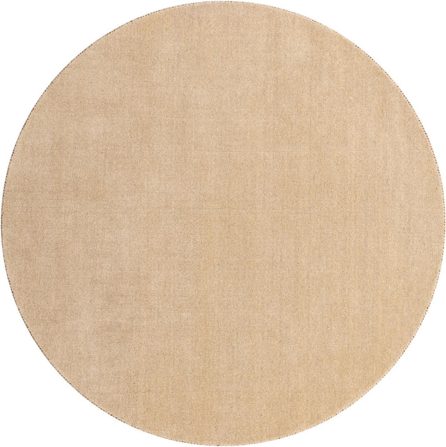 Beige 6' 7 x 6' 7 Solid Gava Round Area Rug 100% High Quality All Natural Wool Minimalist Carpet for Modern Home Interior Design for Sale at Rug Engine
