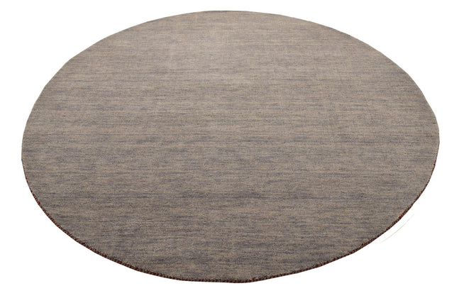 Gray 6' 7 x 6' 7 Solid Gava Round Area Rug 100% High Quality All Natural Wool Minimalist Carpet for Modern Home Interior Design for Sale at Rug Engine