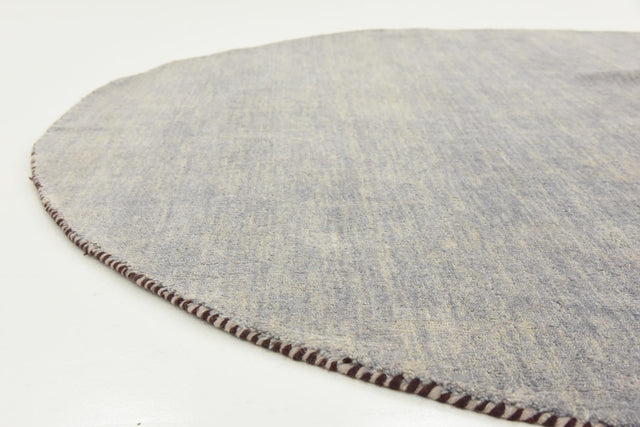 Gray 6' 7 x 6' 7 Solid Gava Round Area Rug 100% High Quality All Natural Wool Minimalist Carpet for Modern Home Interior Design for Sale at Rug Engine