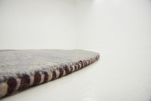 Gray 6' 7 x 6' 7 Solid Gava Round Area Rug 100% High Quality All Natural Wool Minimalist Carpet for Modern Home Interior Design for Sale at Rug Engine