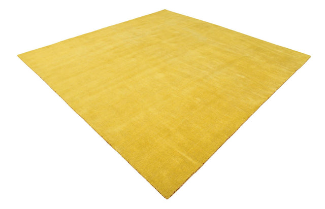 Yellow 9' 10 x 9' 10 Solid Gava Square Area Rug 100% High Quality All Natural Wool Minimalist Carpet for Modern Home Interior Design for Sale at Rug Engine