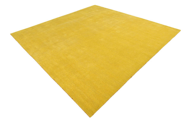 Yellow 9' 10 x 9' 10 Solid Gava Square Area Rug 100% High Quality All Natural Wool Minimalist Carpet for Modern Home Interior Design for Sale at Rug Engine