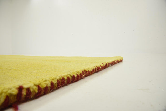 Yellow 9' 10 x 9' 10 Solid Gava Square Area Rug 100% High Quality All Natural Wool Minimalist Carpet for Modern Home Interior Design for Sale at Rug Engine