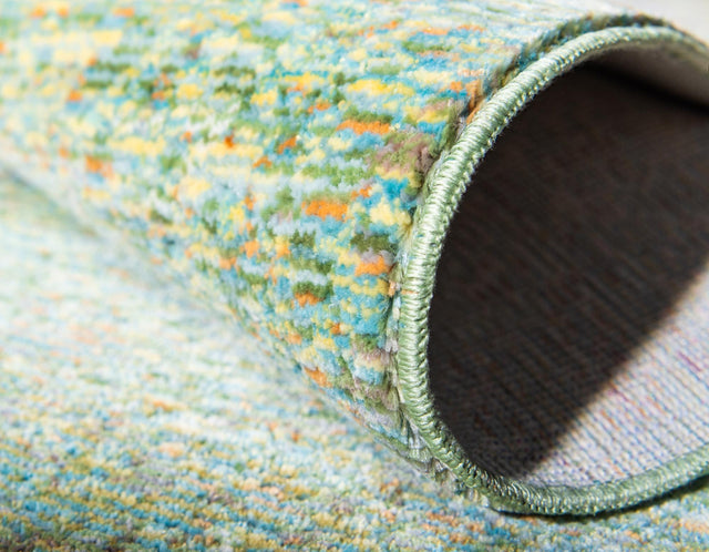 Green 6' 1 x 6' 1 Austin Round Area Rug 100% Polyester Durable Cotton Backing Living Dining Room Bedroom Office Vintage Decor Carpet for Sale at Rug Engine