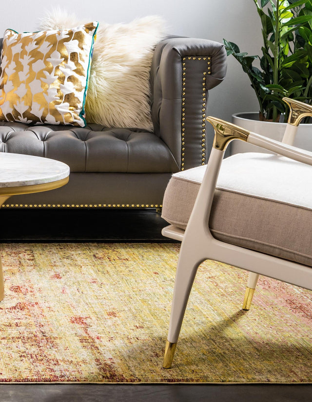 Yellow 5' 1 x 8' Austin Rectangle Area Rug 100% Polyester Durable Cotton Backing Living Dining Room Bedroom Office Vintage Decor Carpet for Sale at Rug Engine