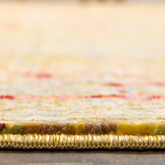 Yellow 7' 1 x 10' Austin Rectangle Area Rug 100% Polyester Durable Cotton Backing Living Dining Room Bedroom Office Vintage Decor Carpet for Sale at Rug Engine