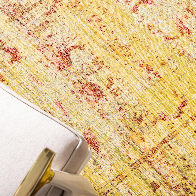 Yellow 7' 1 x 10' Austin Rectangle Area Rug 100% Polyester Durable Cotton Backing Living Dining Room Bedroom Office Vintage Decor Carpet for Sale at Rug Engine